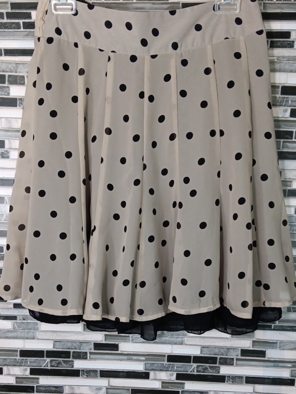 Maurice's Size Small Sheer Polka-dot Pleated Midi 2 Layered Skirt Pin Up Retro